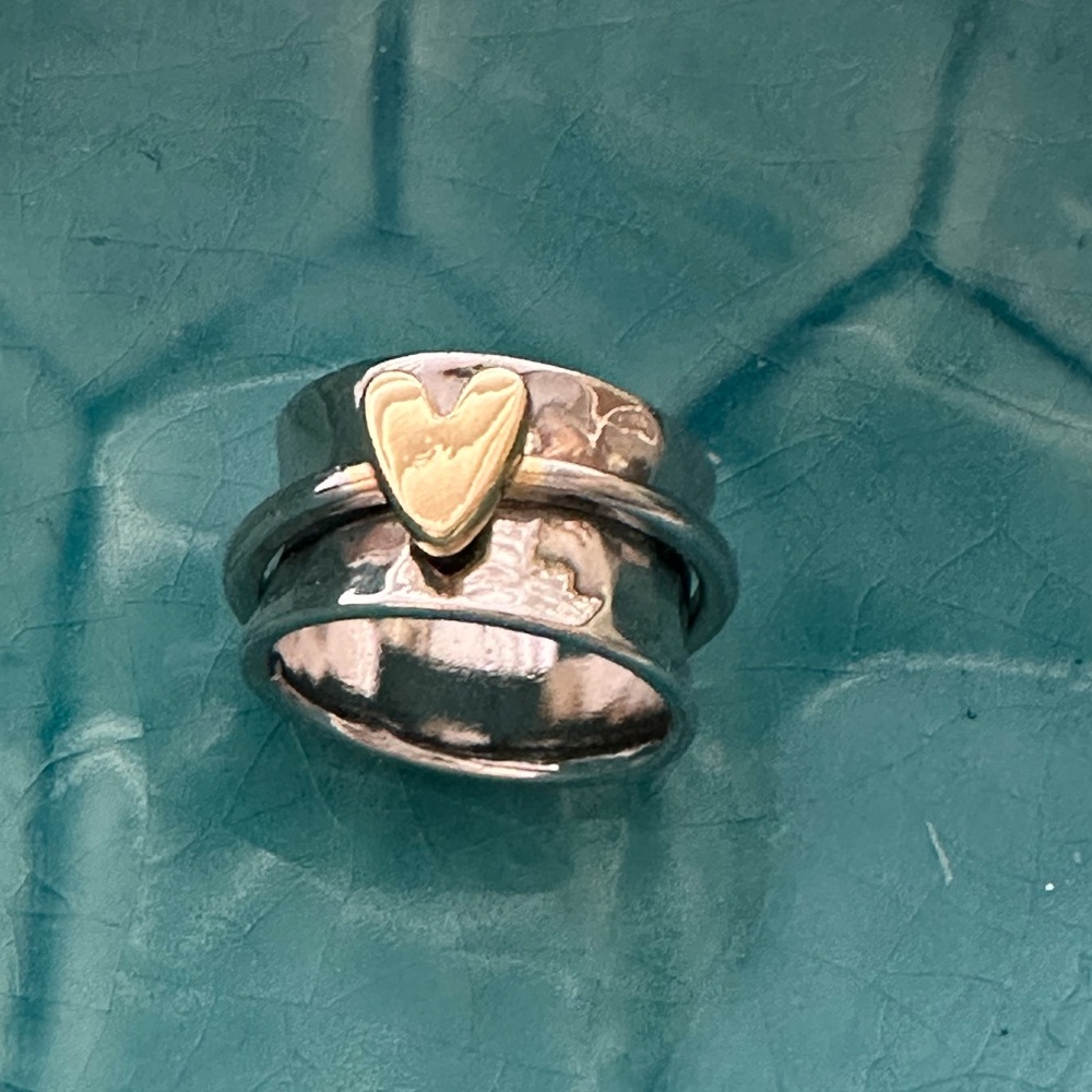 Silver and Gold Heart Ring